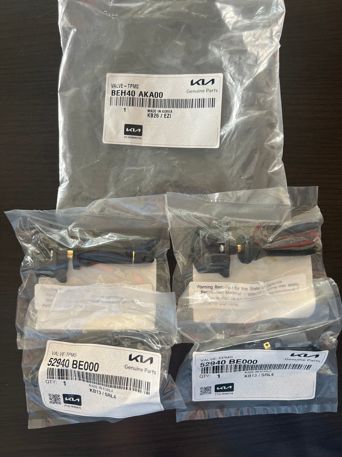 FREE SHIP Kia TPMS Sensors 4-pack - 2025 K4 BEH40AKA00 52940 BE000