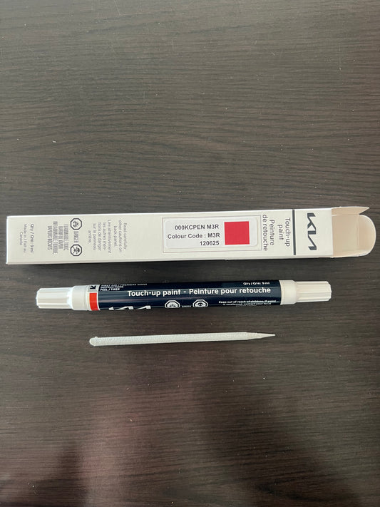 kia canada touch up lunar orange paint pen m3r m4a on a wooden surface for stone chips