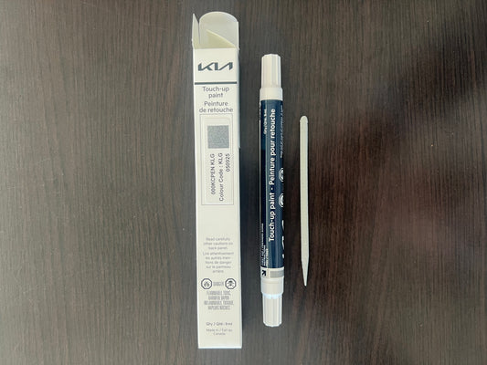 Kia canada touch up steel grey paint pen klg on wooden surface for stone chips
